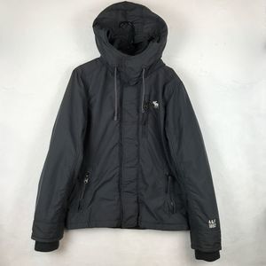 VTG Abercrombie & Fitch Full Zip Jacket Mens Large Gray Hooded Fleece Lined Y2K